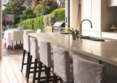 Kitchens open to the backyard