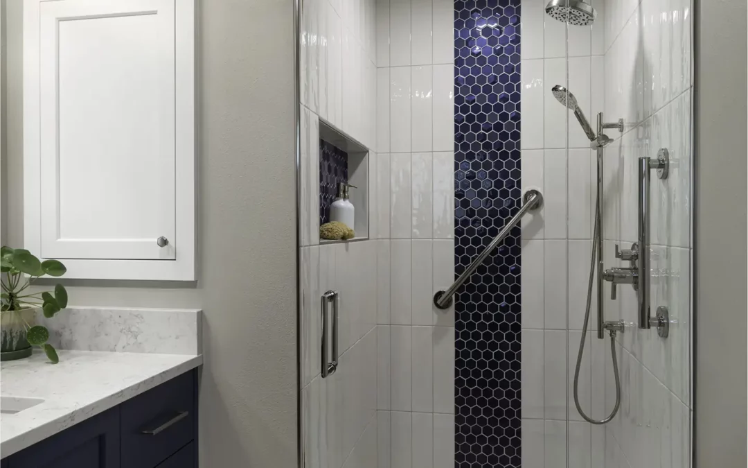 Universal Design Primary Bathroom Remodel with Indigo Accents | Everett, WA